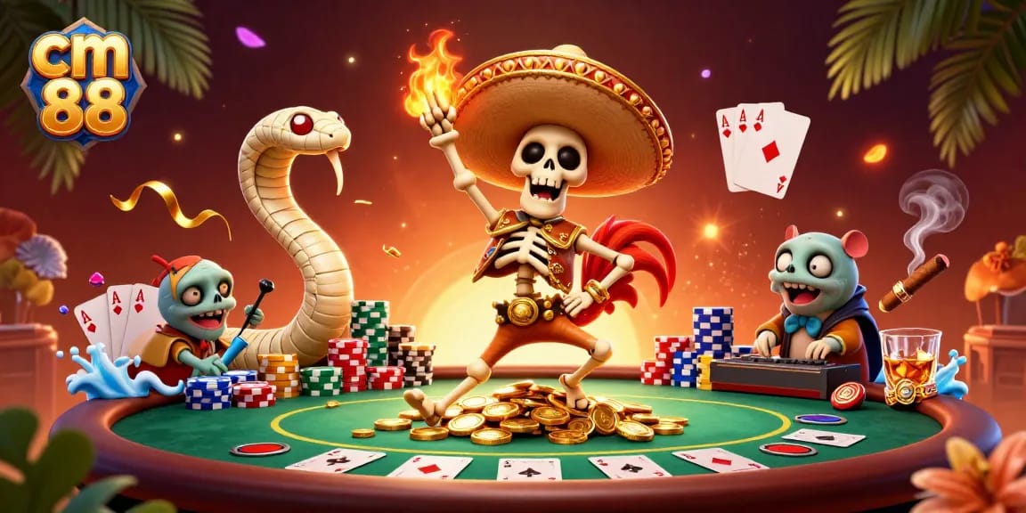 Experience winning moments at cm 88 with vibrant characters celebrating a victory at the poker table.