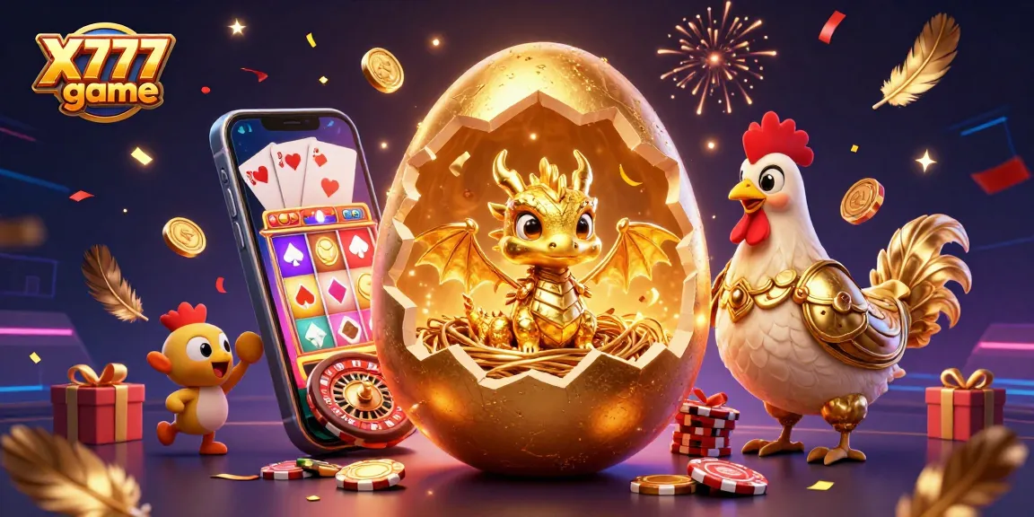 Experience the excitement of the X777 game with a golden dragon in a vibrant casino setting.