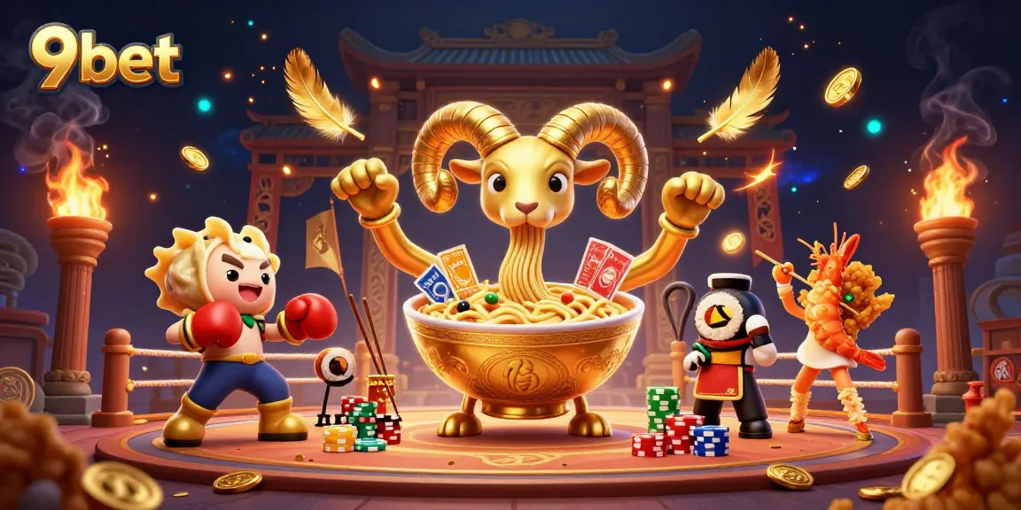 Experience the thrill of gaming with 9bet's vibrant casino scene featuring fun cartoon characters.