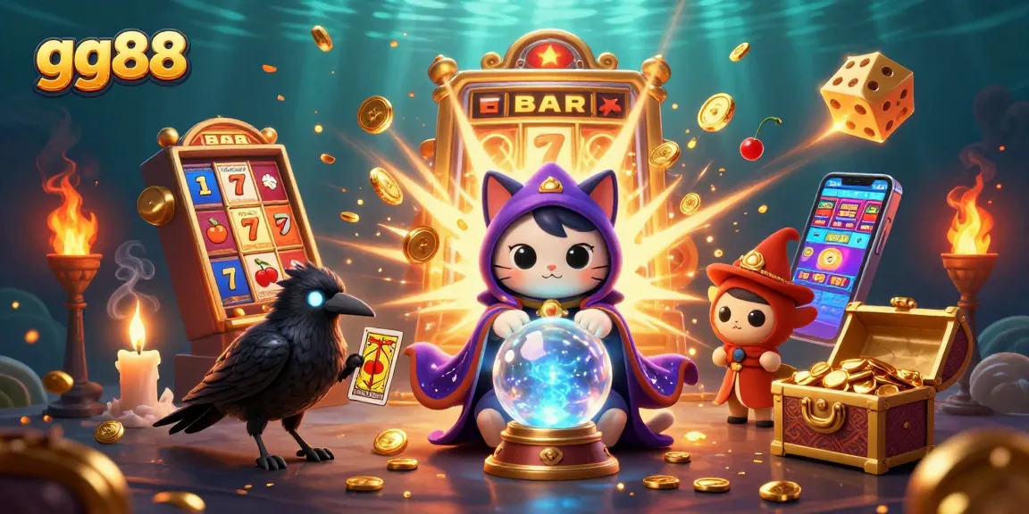 Experience thrilling wins at gg88 with a magical scene featuring casino games and mystical characters.