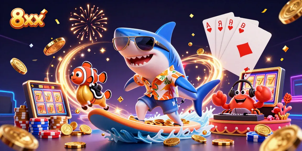 Engage with 8xx by experiencing thrilling slot reels animated with lively sea characters.