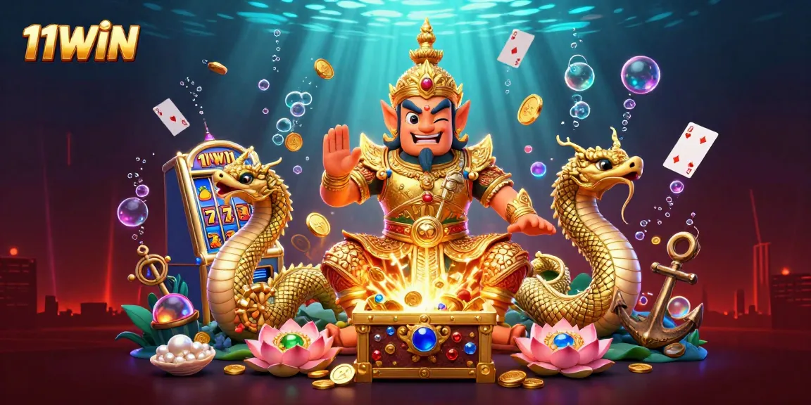Experience the thrilling ambiance of 11WIN's slots with vibrant characters and underwater treasures.