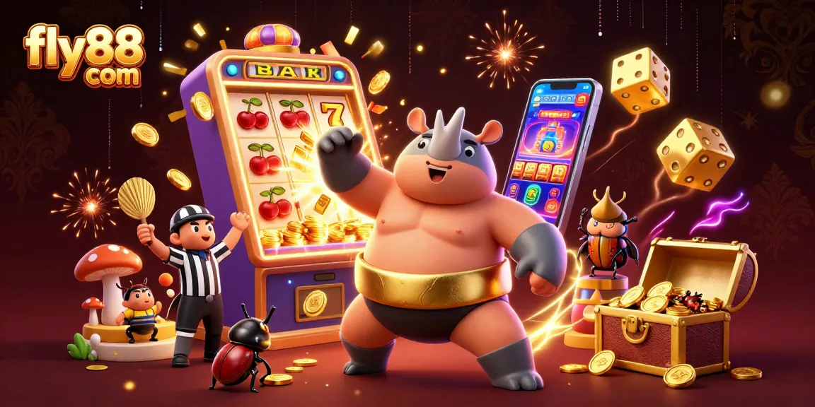 Experience the excitement of games at fly88 com with an explosion of coins and vibrant casino elements in a dynamic 3D scene.